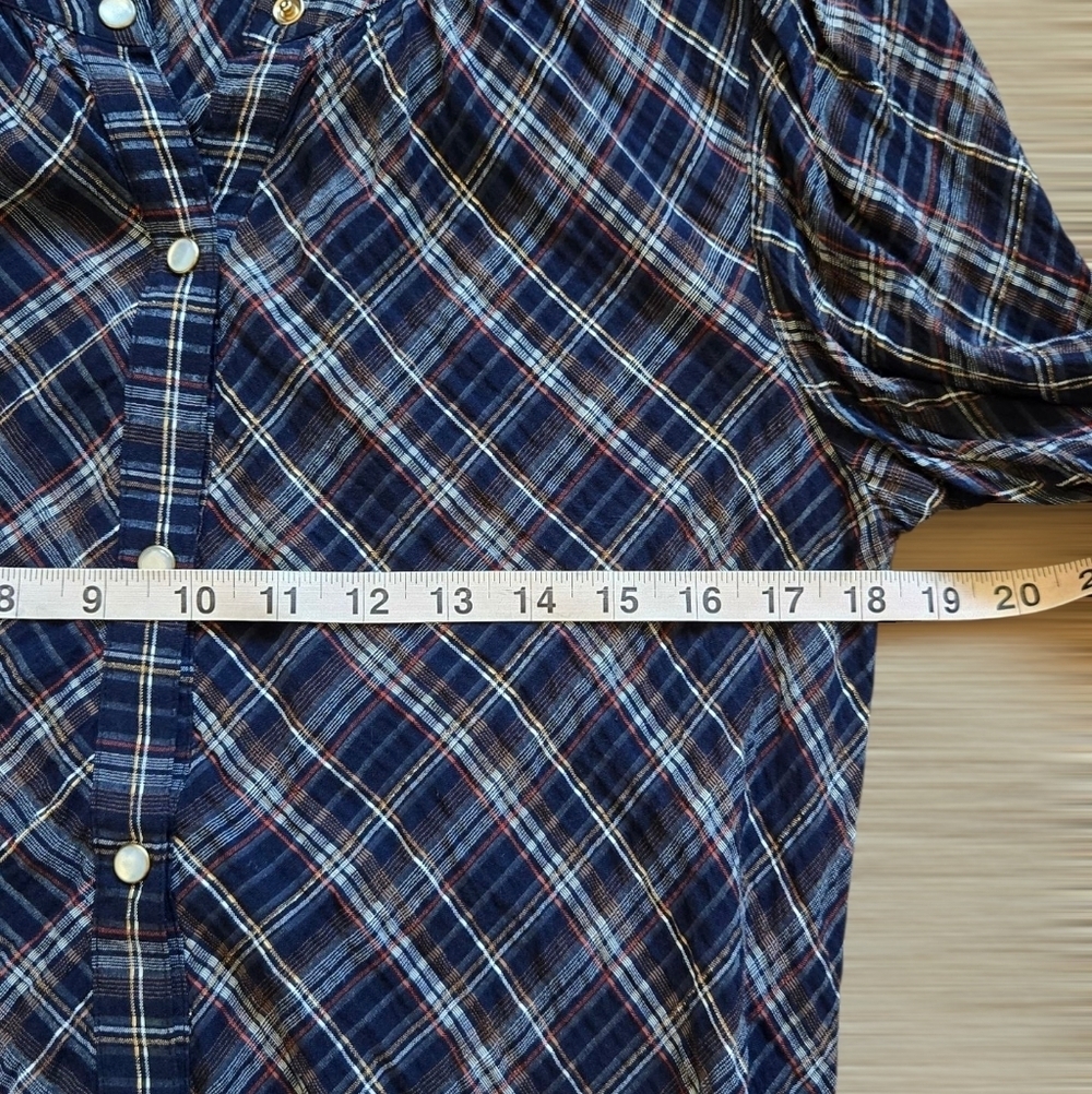 Veronica Beard Ashlynn Blouse In Multicolor Blue Plaid Size 4 - Picture 11 of 16